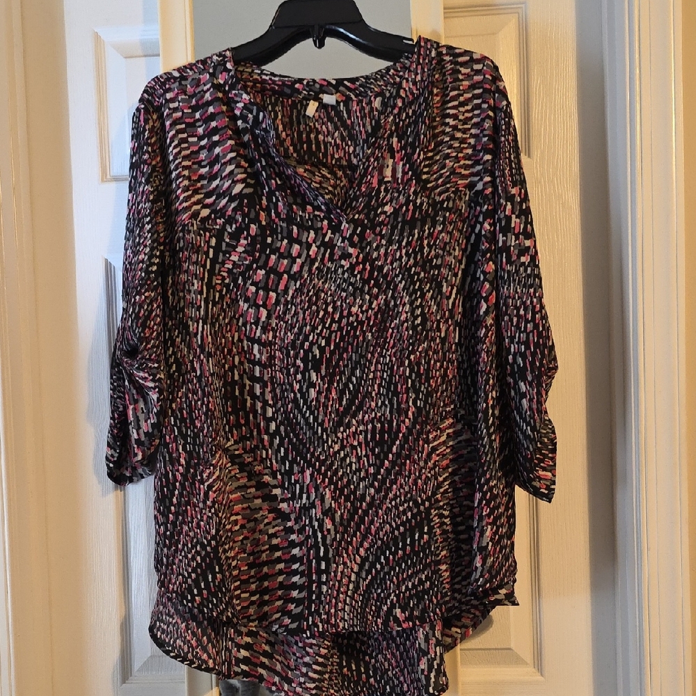 Cato Black and Pink Patterned Blouse